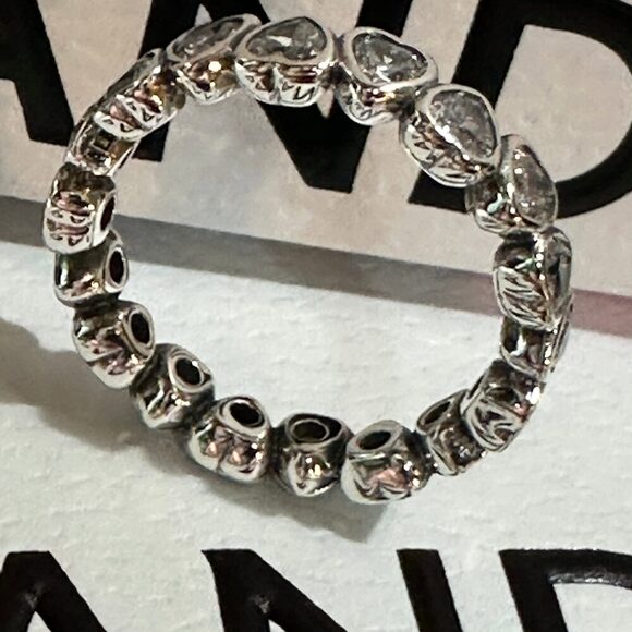 Authentic Pandora , SZ 7, Silver Heart Forever More Stacking Band Ring - Picture 4 of 11